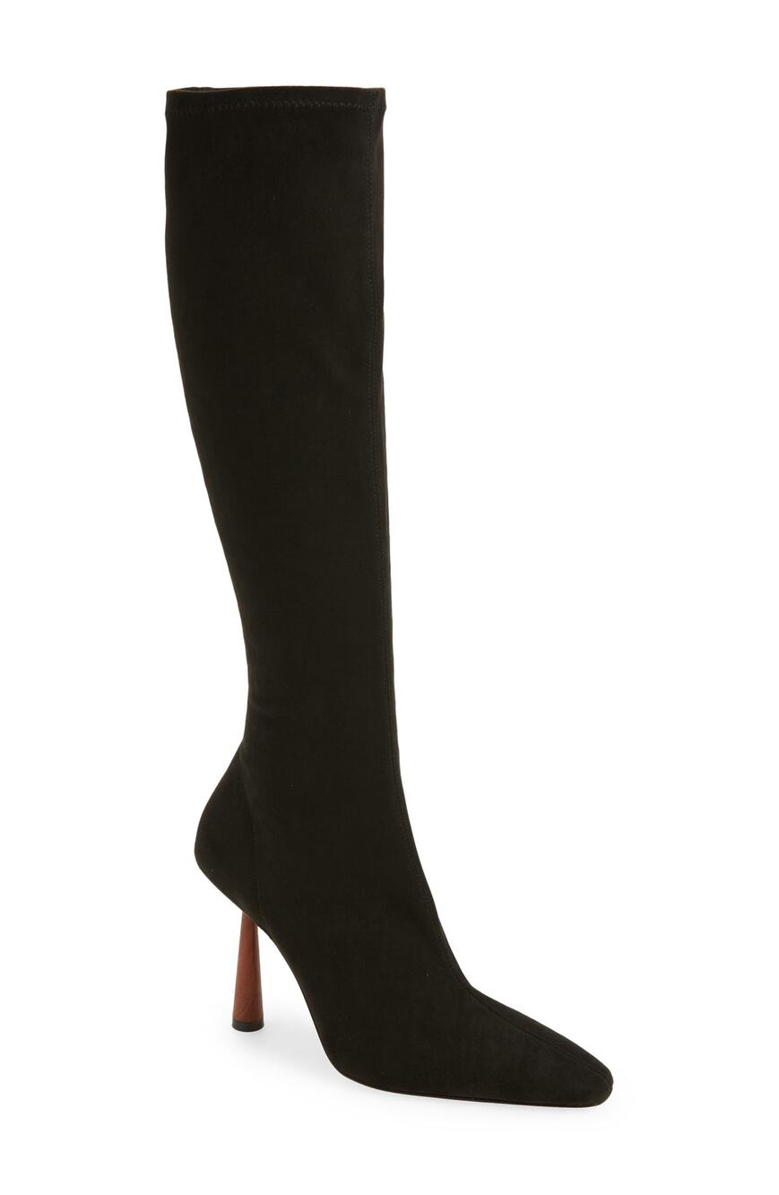Gia Borghini Sleek Black Stretch Knee High Boots Size 8.5